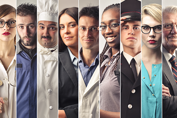 Portraits de personnes aux métiers variés pour team building entreprise